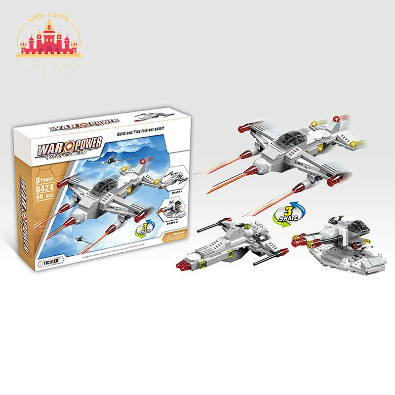 Kids Creative Toy Plastic 3 Models Deformation Aircraft Military Set Building Block Toy SL13A090