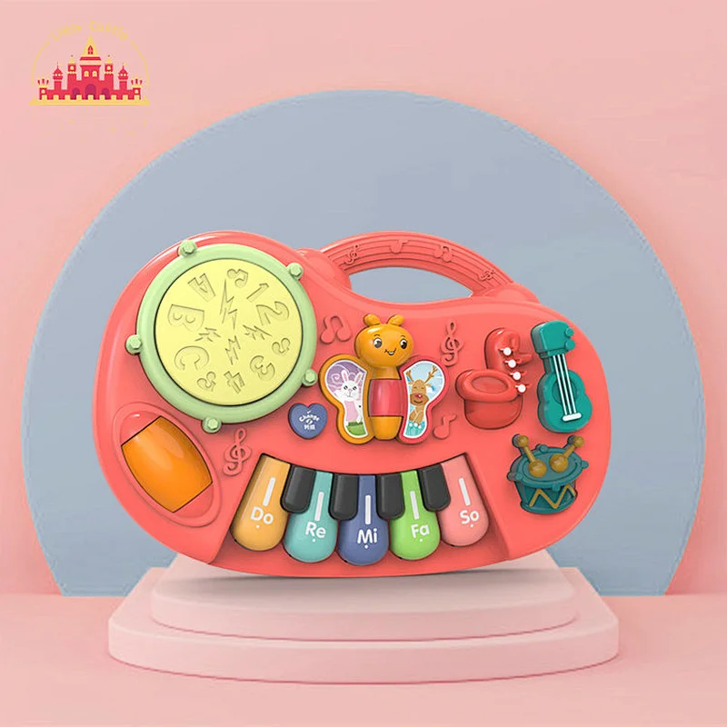 Hot sale electric instrument 2 in 1 plastic piano and drum set toy for kids SL07A004