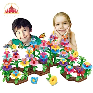 Kids Diy Assembly Flower Garden Toy 133Pcs Plastic Building Block Set SL13A052