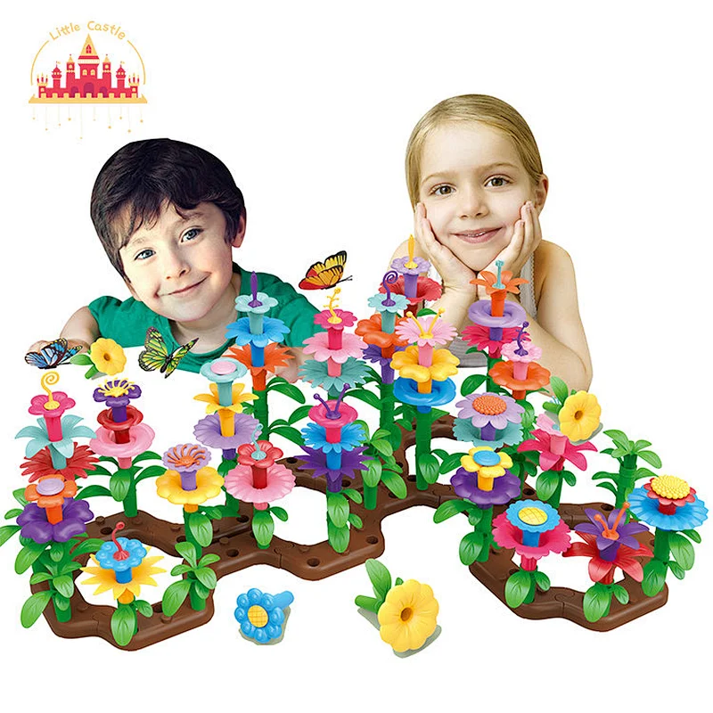 Kids Diy Assembly Flower Garden Toy 133Pcs Plastic Building Block Set SL13A052