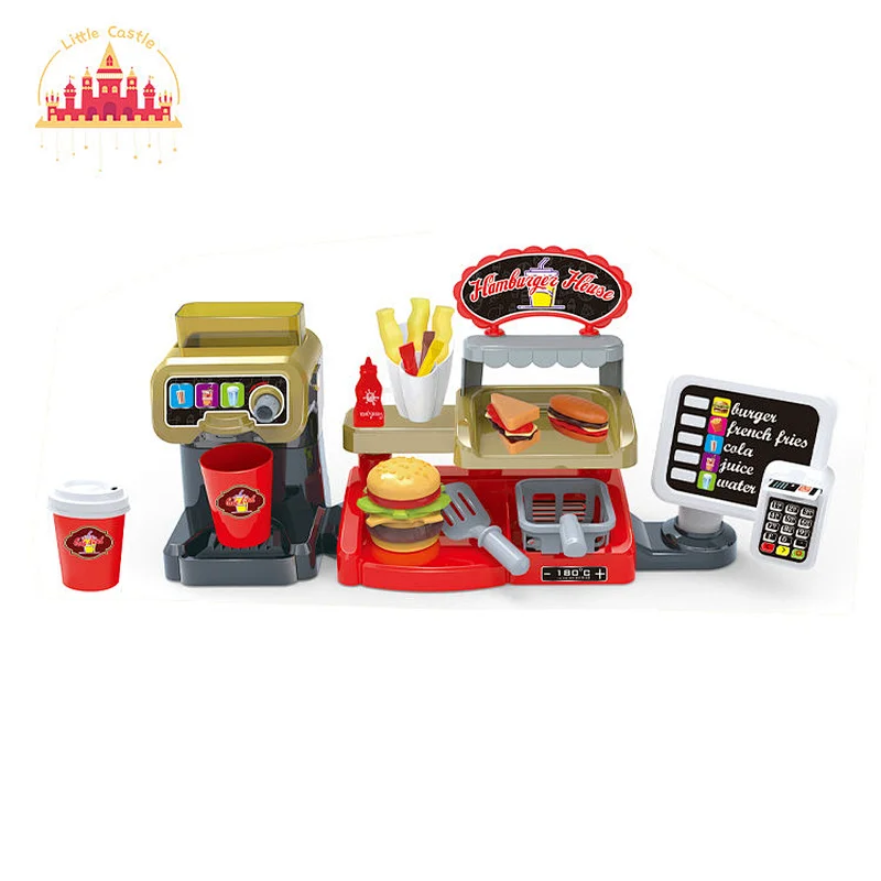 Premium quality plastic kids ordering machine toy with hamburger coffee machine set SL10D252
