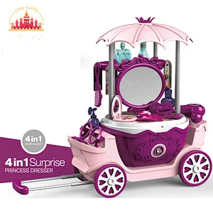 Princess 31pcs plastic pink dresser cart toy with mirror for girls SL10G032