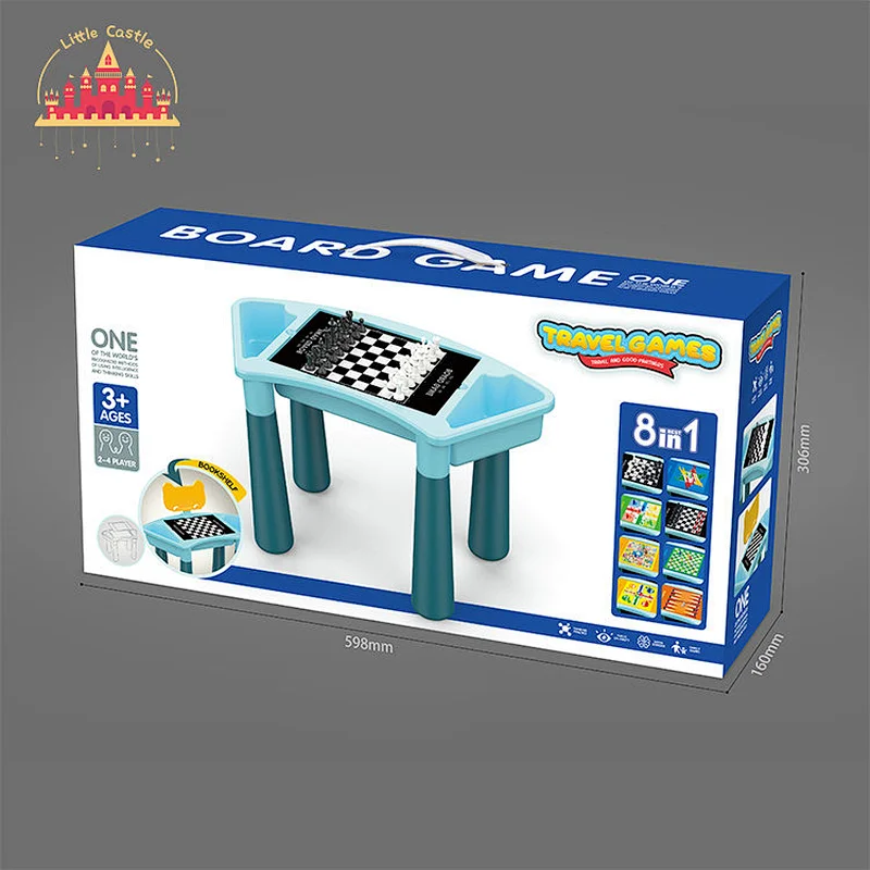 Wholesale Kids Educational 8 In 1 Plastic Chess Board Table With Bookshelf SL11A189