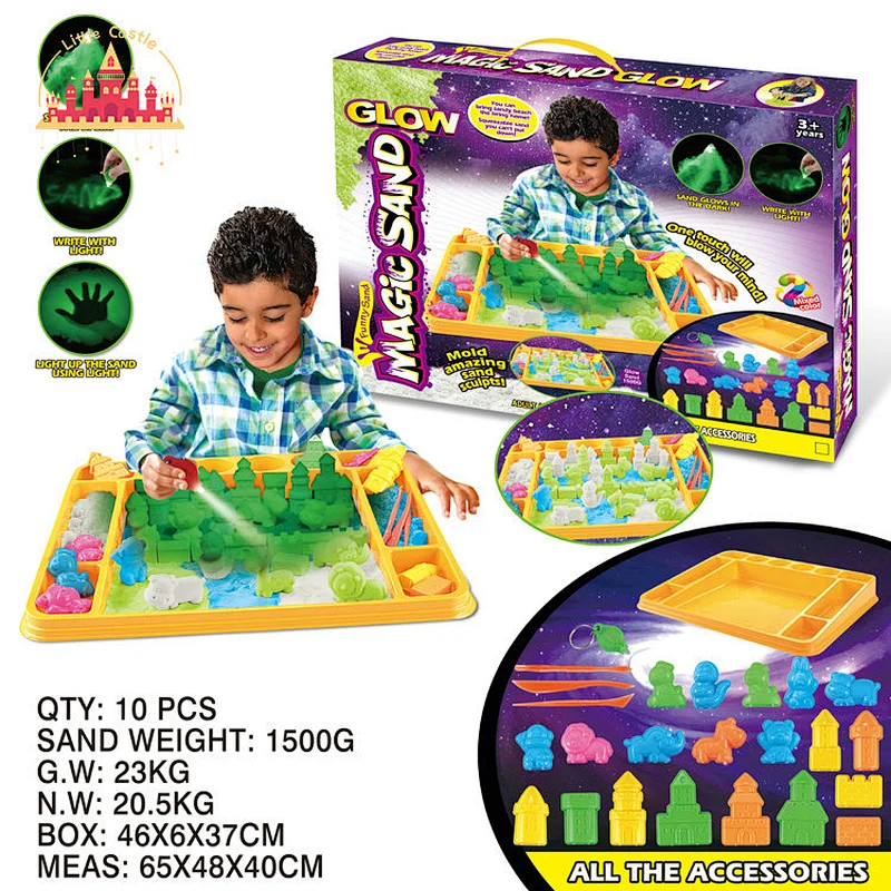 New Arrival Educational DIY Toy Glow In Dark Space Sand Castle Set For Kids SL01A173