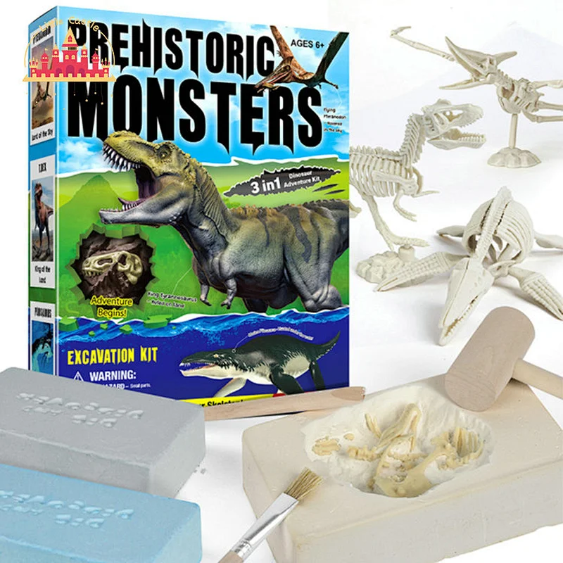 3 In 1 Dinosaur Dig Kit Kids Educational Mini Fossil Excavation Toy SL17A108