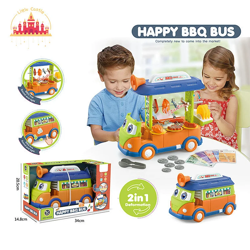 New Pretend Play Cooking Set Toys 2 In 1 Plastic Barbecue Bus For Kids SL10D1036