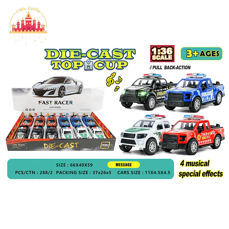 Hot Sale 1:36 Dircast Toy 12 Pcs Alloy Pull Back Police Car Model For Kids SL04A679
