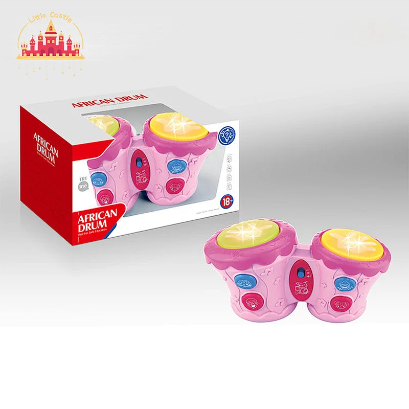 Kids Educational Hand Percussion Toy Plastic Double Pat Drum With Light Music SL07A053