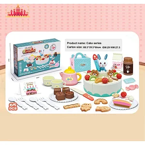 New Design Creative DIY 65 Pcs Plastic Cutting Birthday Cake Set Toy For Kids SL10D826