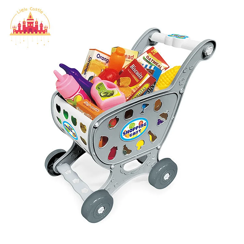 Supermarket Educational Play House Plastic Shopping Cart Play Set For Kids SL10D859