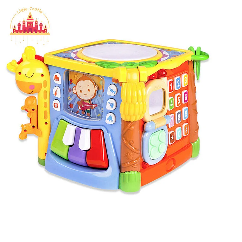 Multifunction Kids Educational Hand Beat Drum Plastic Activity Cube With Light SL12D005
