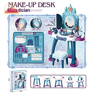 Beauty Pretend Play 23 Pcs Plastic Kids Deluxe Dressing Table With Chair SL08H004