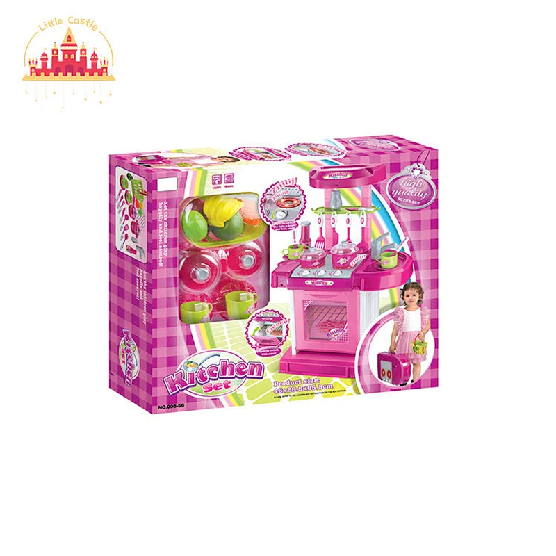 Hot Sale Kids Cooking Set Toys Mini Plastic Play Kitchen With Light Music SL10C373