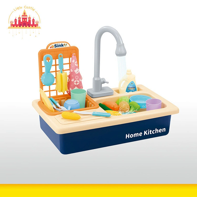 Popular Kitchen Pretend Play Electric Plastic Wash Dishes Sink Toy For Kids SL10D764