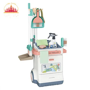 Popular Housekeeping Pretend Play Plastic Cleaning Trolley Set Toys For Kids SL10D843