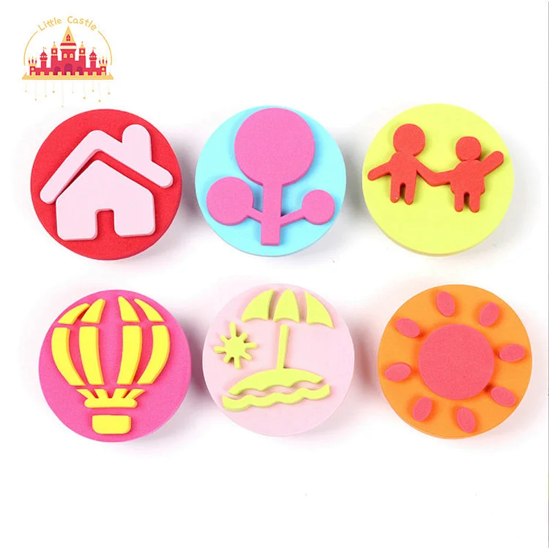 New Design DIY Toy Colorful 6 Pcs Cute Pattern EVA Stamp Set For Kids SL18A016