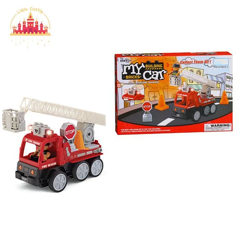 New Released Kids RC Car 9 Pcs DIY Plastic Fire Truck Set Toys With Light SL04A351