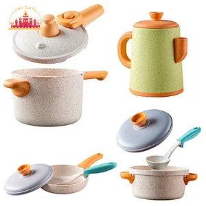 Popular Kids Pretend Play 14 Pcs Cookware Wheat Straw Tall Pot Set Toy SL10D784