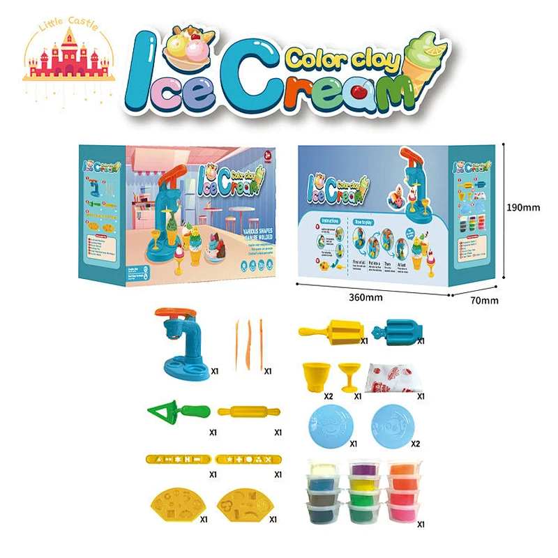 New Design Kids Pretend Play DIY Ice Cream Play Dough Toys With Mould Set SL01A456