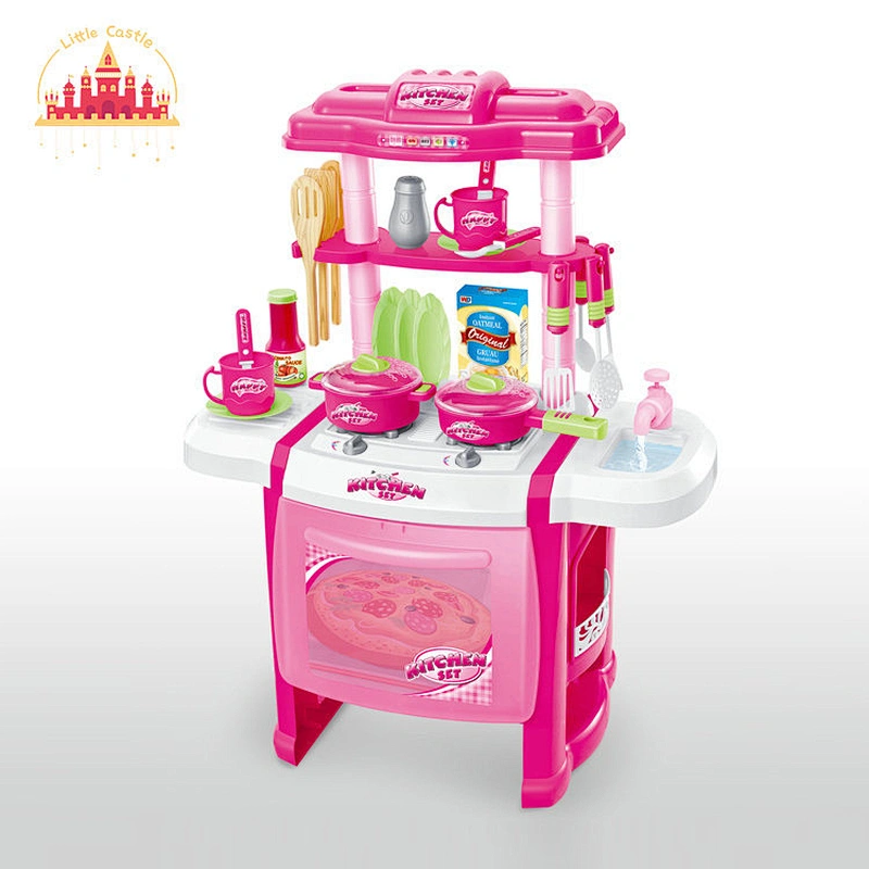 Kids Cooking Game Pink Electric Plastic Play Kitchen With Water Spray SL10C060