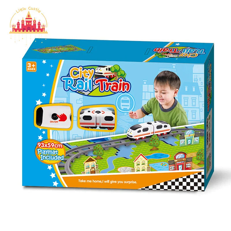 Customize Kids Track Set Plastic Electric City Rail Train Toy With Playmat SL04C021