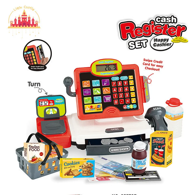 2023 New Pretend Play Castle Shape Plastic Cash Register Toy Set For Kids SL10E052