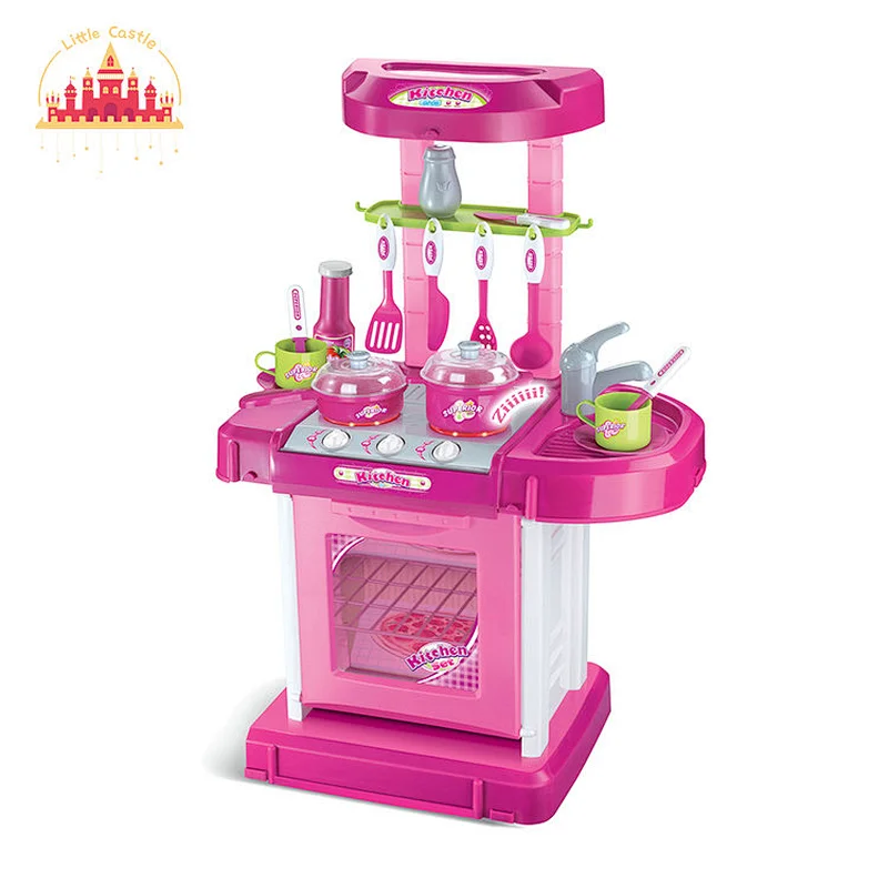 Hot Sale Kids Cooking Set Toys Mini Plastic Play Kitchen With Light Music SL10C373