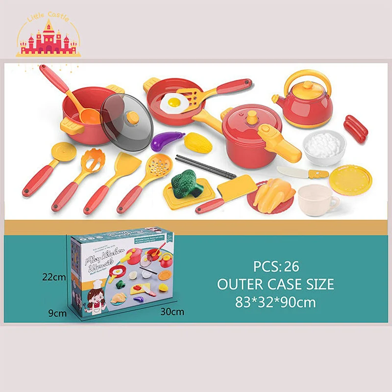 Hot Selling Kitchen Pretend Play 26 Pcs Plastic Cooking Set Toy For Kids SL10D831