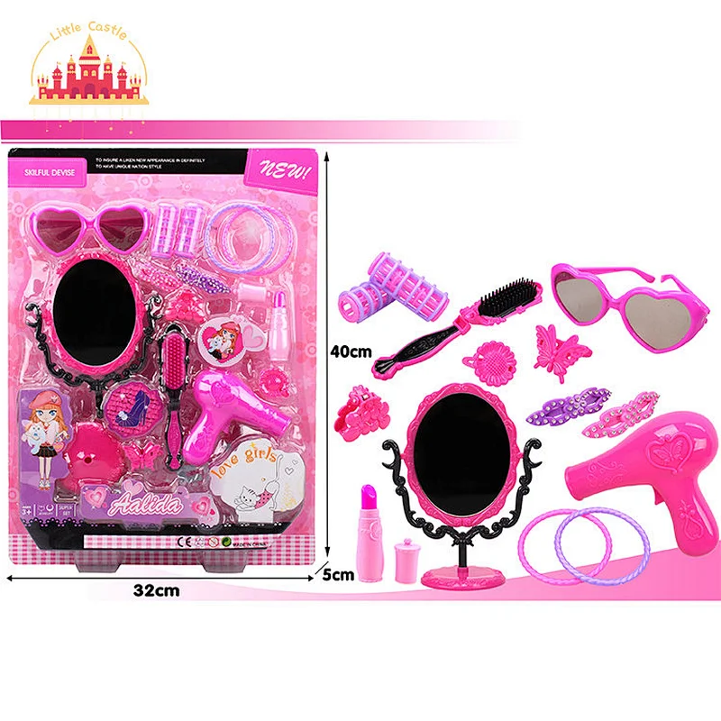 Fahion Pink Kids Dress Up Toys Play House Plastic Beauty Play Set With Doll SL10A212