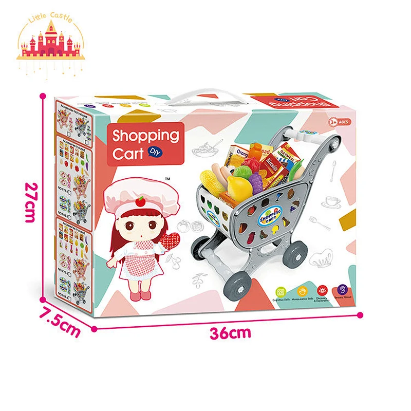 Supermarket Educational Play House Plastic Shopping Cart Play Set For Kids SL10D859