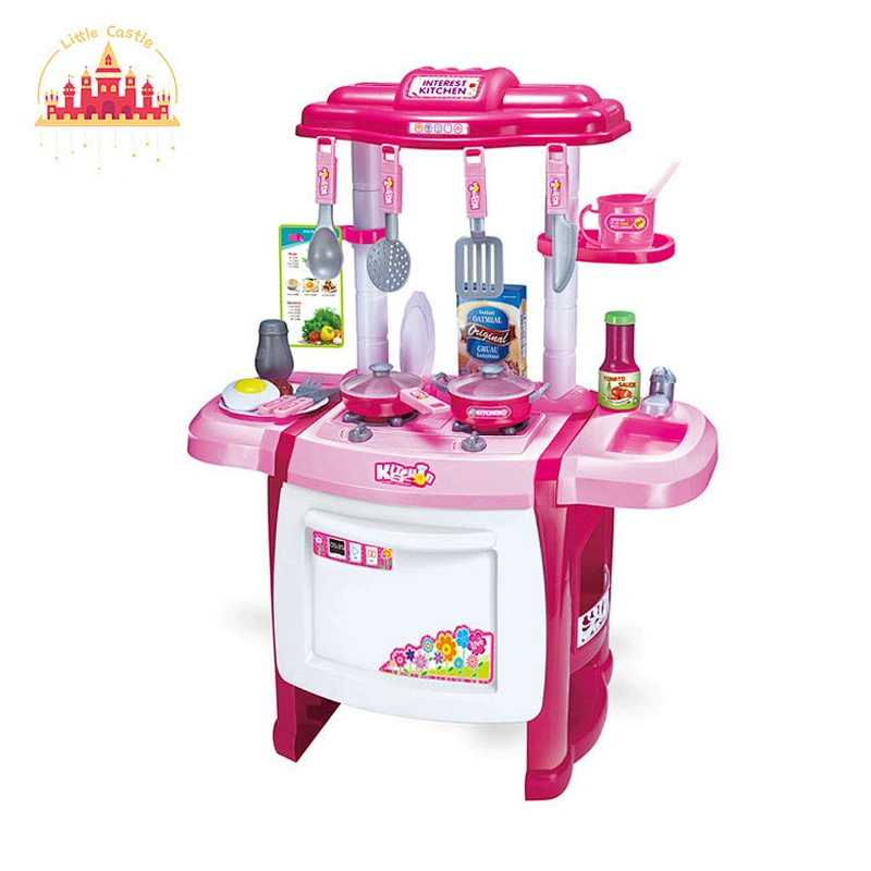Kids Cooking Game Pink Electric Plastic Play Kitchen With Water Spray SL10C060