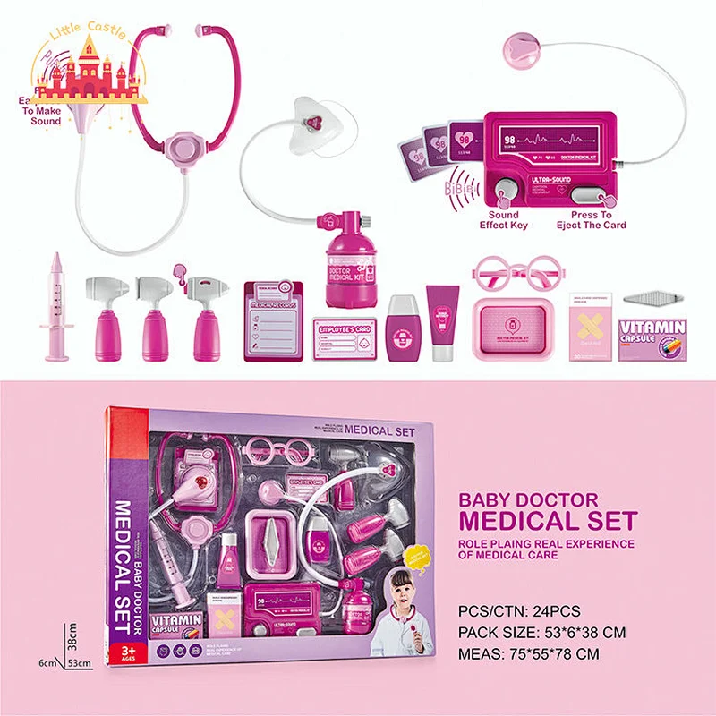 High Quality Doctor Pretend Role Play Pink Plastic Medical Table For Kids SL10D943