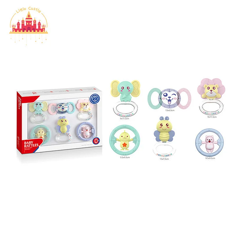 Safe Material Soft Teether Hand Bell 8 Pcs Plastic Rattle Toys Set For Baby SL21A001