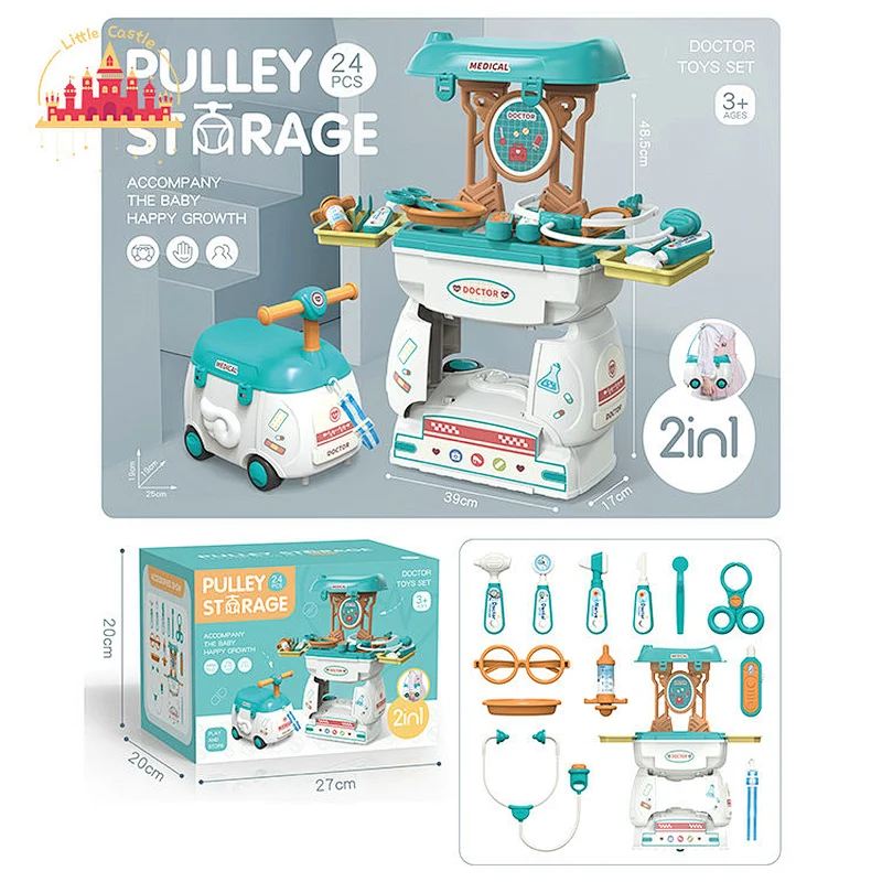 Customize 2 In 1 Cartoon Car Doctor Play Set Plastic Medical Table For Kids SL10G471