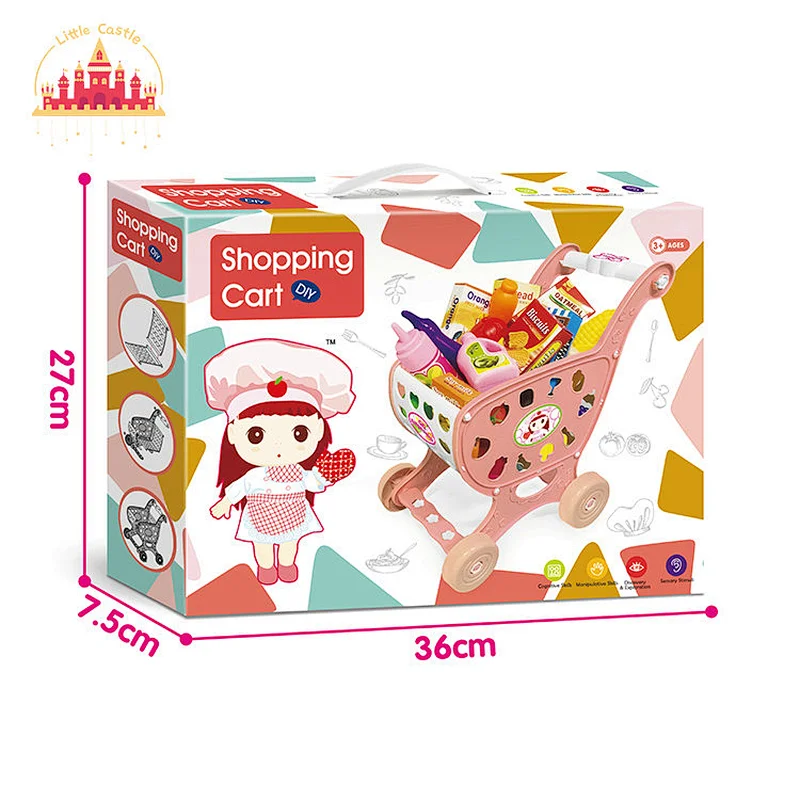 Supermarket Educational Play House Plastic Shopping Cart Play Set For Kids SL10D859