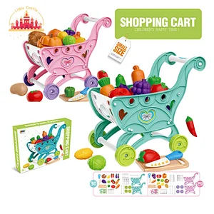 Hot Selling Kids Pretend Play Mini Plastic Vegetable Fruit Shopping Cart Toy SL10B450