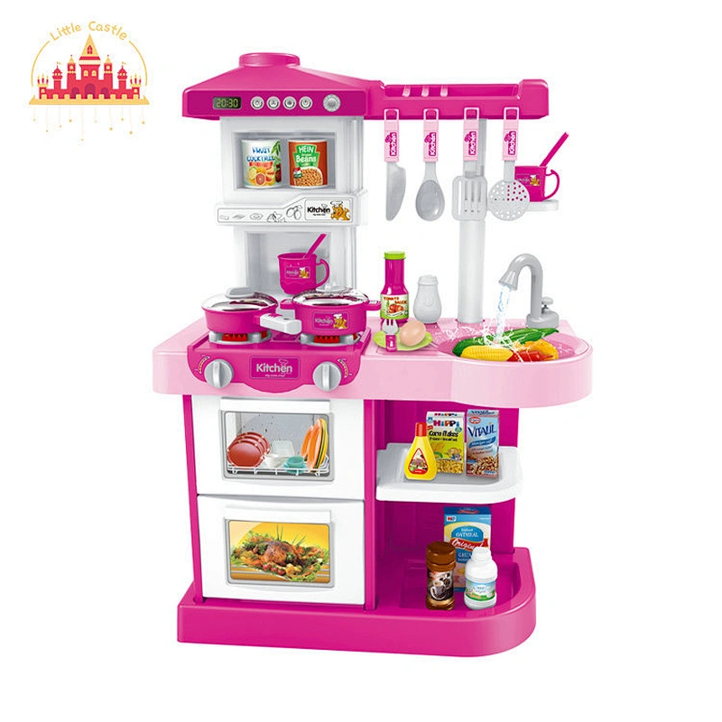 Kids Cooking Game Pink Electric Plastic Play Kitchen With Water Spray SL10C060