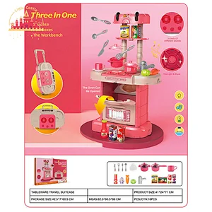 3 In 1 Kids Trolley Case Cooking Play Set Plastic Kitchen Toy With Light SL10G496