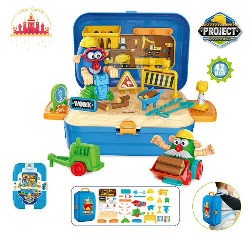 Hot Sale Portable Barber Beatuy Backpack DIY Color Clay Set Toy For Kids SL10G123