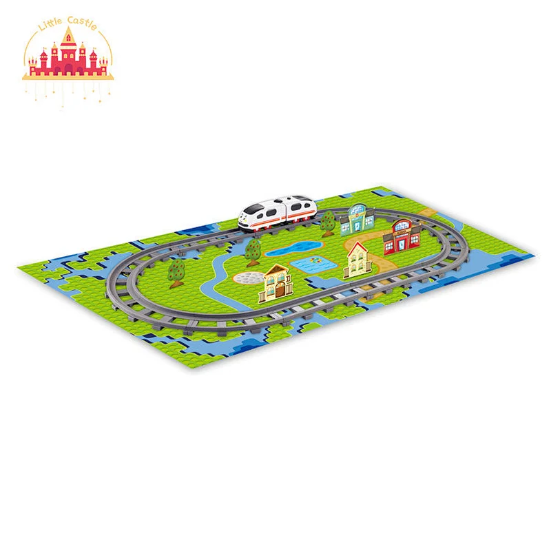 DIY 89 Pcs Double-Deck Track Kids Plastic Electric Rail Car Toy With Mini Cars SL04C016