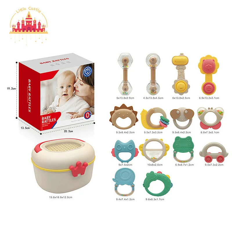 Safe Material Soft Teether Hand Bell 8 Pcs Plastic Rattle Toys Set For Baby SL21A001