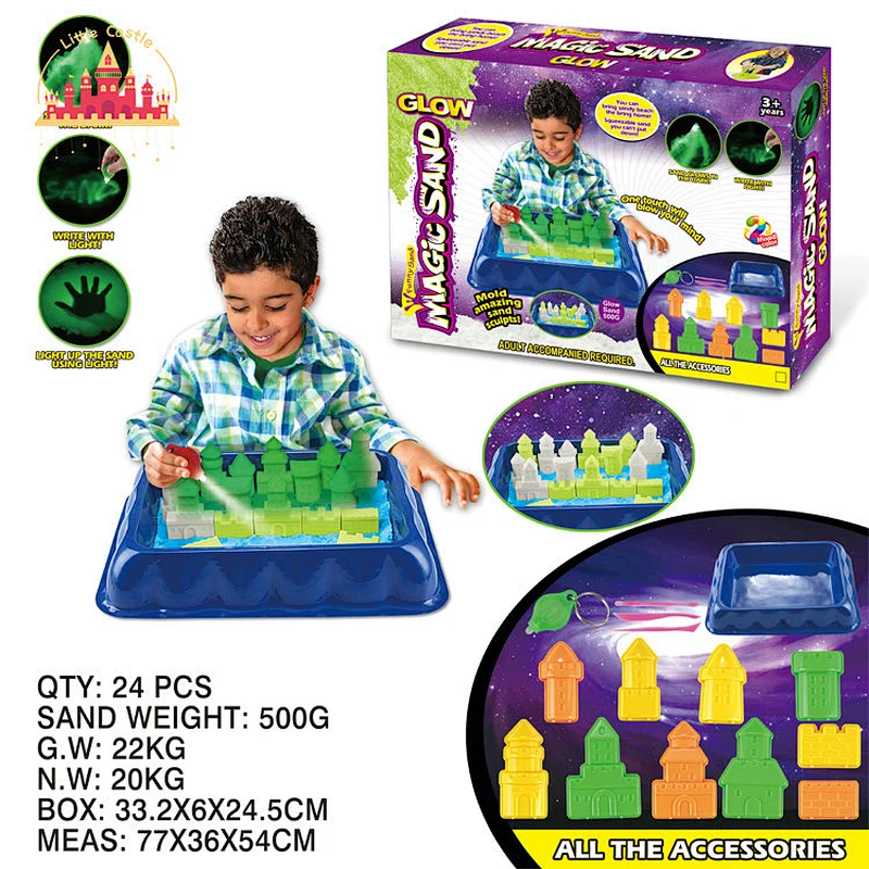 New Arrival Educational DIY Toy Glow In Dark Space Sand Castle Set For Kids SL01A173