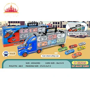 Hot Selling Kids Dircast Alloy Container Truck Toy With 12 Pcs Mini Cars SL04A663
