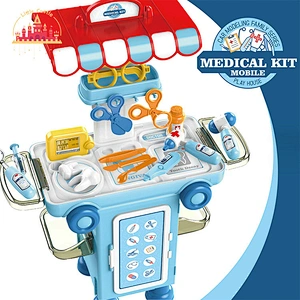 Multifunctional Cooking Play Set Foldable Plastic Kitchen Trolley Toy For Kids SL10G269
