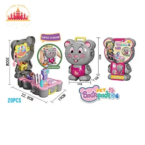 New Arrival Pink Pig Backback 21 Pcs Plastic Cutting Fruit Set Toys For Kids SL10G434