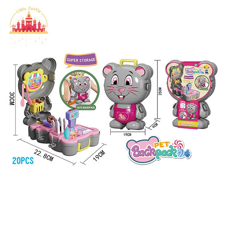 New Arrival Pink Pig Backback 21 Pcs Plastic Cutting Fruit Set Toys For Kids SL10G434