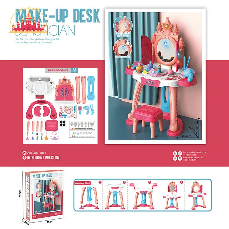 2 In 1 Transform Mobile Suitcase 65 Pcs Plastic Tool Table Set Toy For Kids SL03D005