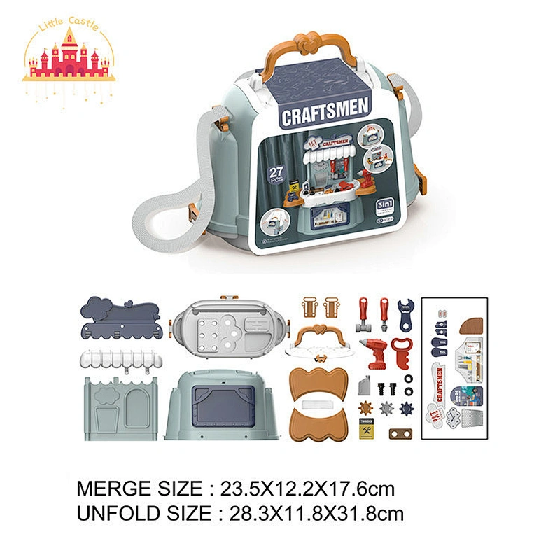 Hot Sale Repair Tool Set Pretend Play 3 In 1 Plastic Tool Table For Kids SL10G283