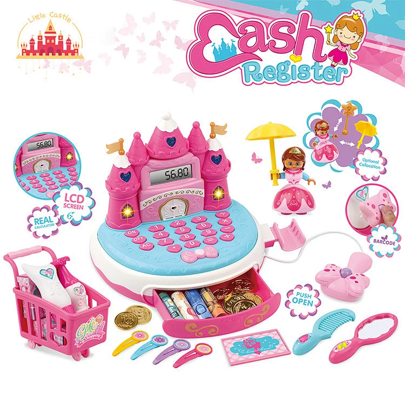 2023 New Pretend Play Castle Shape Plastic Cash Register Toy Set For Kids SL10E052