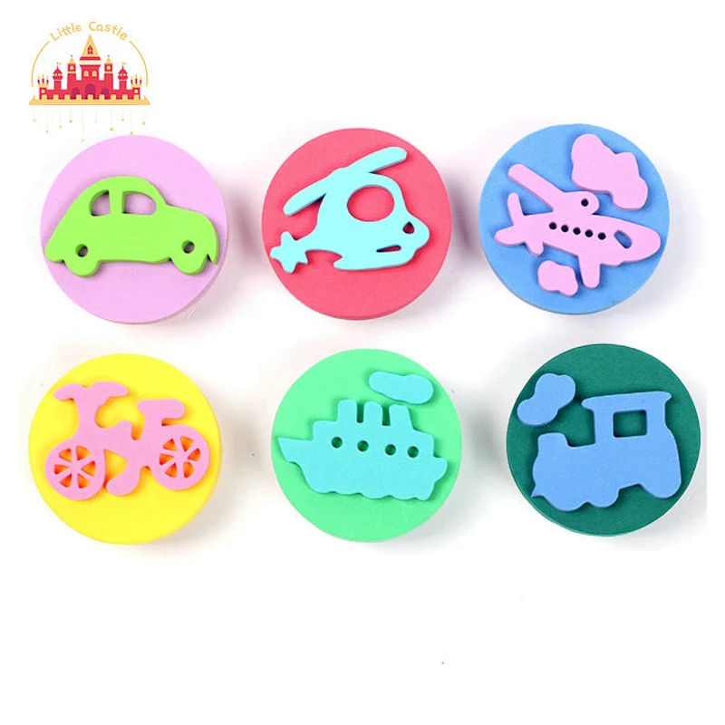 New Design DIY Toy Colorful 6 Pcs Cute Pattern EVA Stamp Set For Kids SL18A016